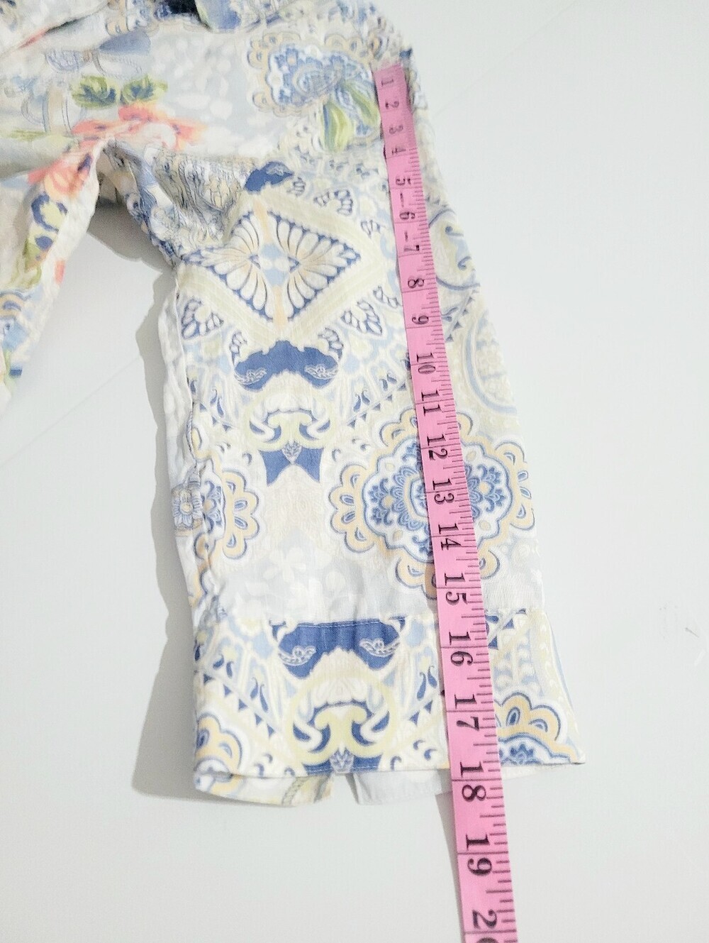 Chico's No-Iron 100% Linen Floral Paisley Button Front Tunic Shirt Medium Woman - Picture 11 of 12